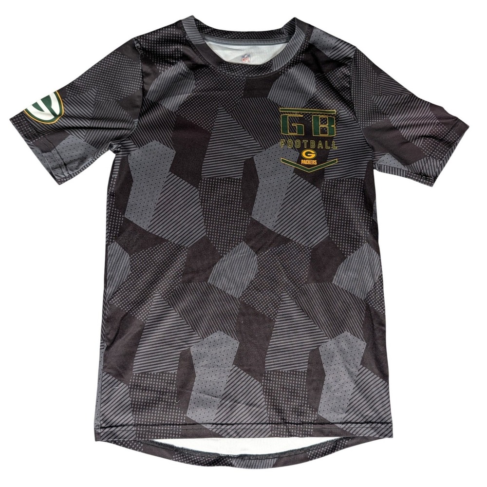 NFL Green Bay Packers Youth Black Grey Camo Performance T-Shirt Short Sleeve